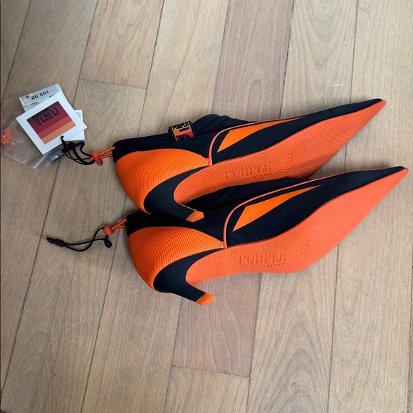 Zara Black and Orange Pointed Flats - Picture 3 of 3